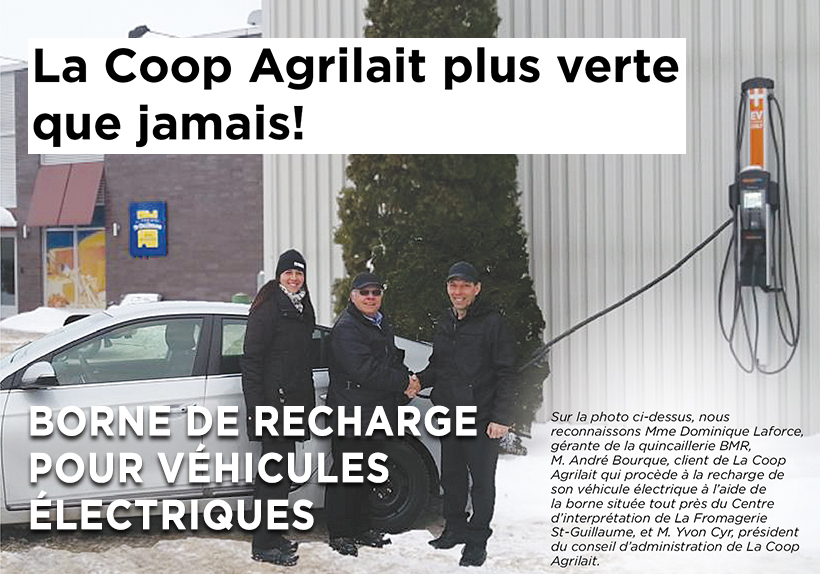 Recharge pour véhicule électrique à la Coop Agrilait